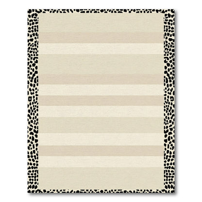 Black White Animal Spot Bordered Rug
