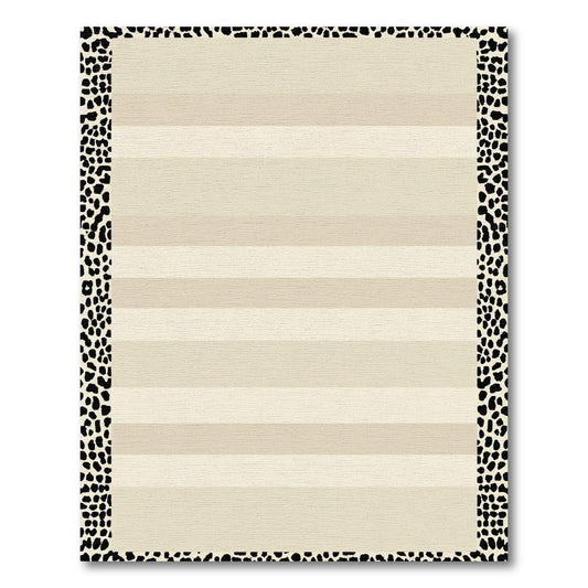 Black White Animal Spot Bordered Rug