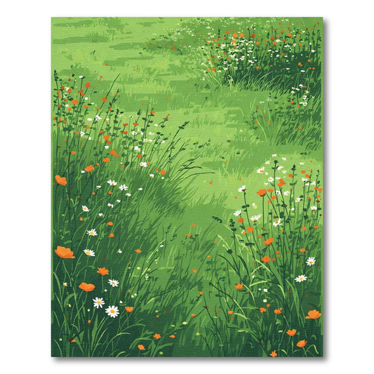 Field Of Orange White Wildflowers Rug