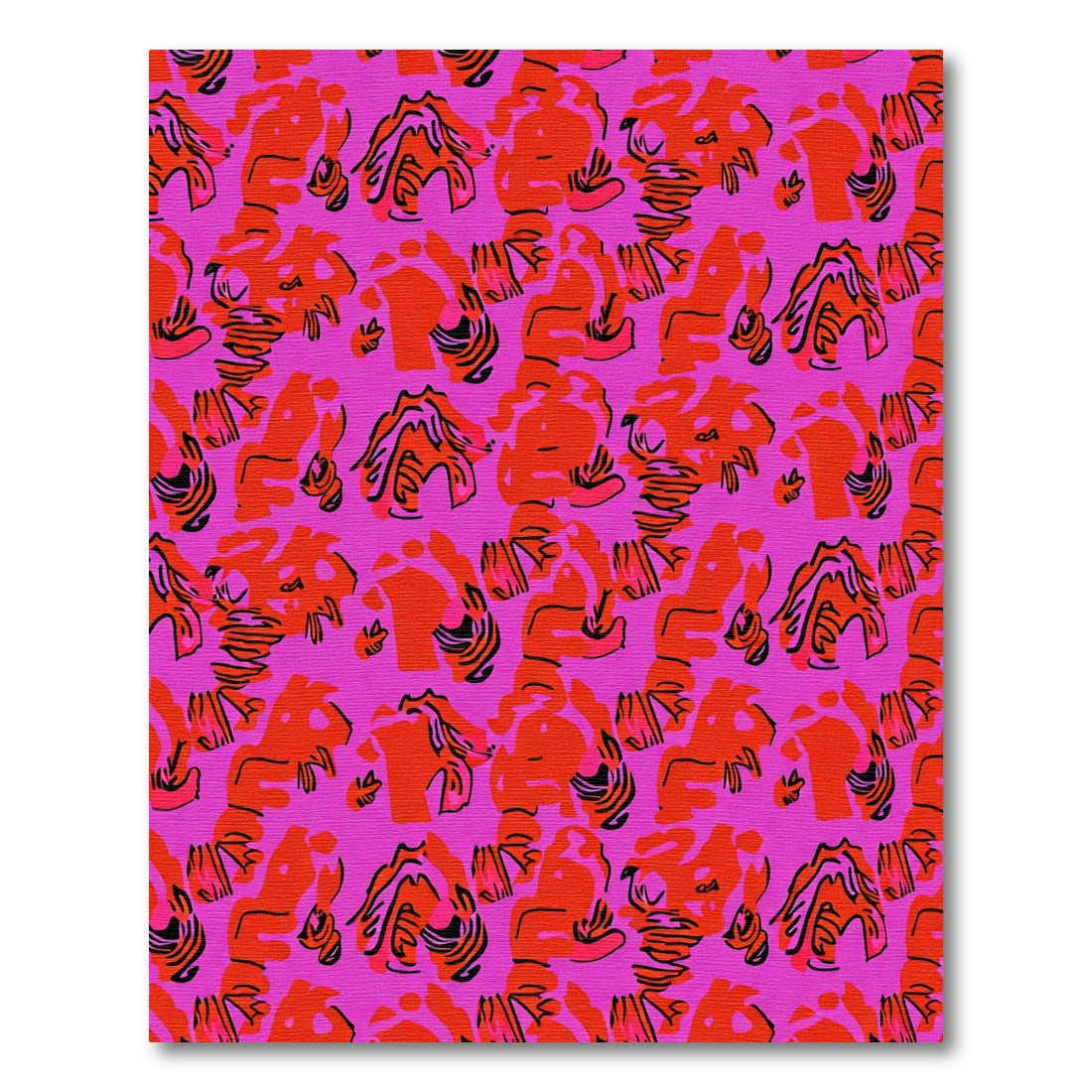 Vibrant Pink Abstract Organic Swirls Rug