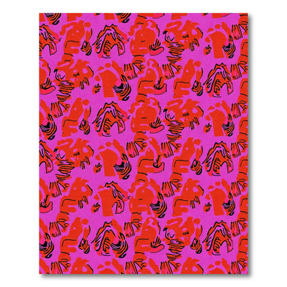 Vibrant Pink Abstract Organic Swirls Rug