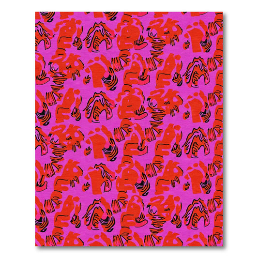 Vibrant Pink Abstract Organic Swirls Rug