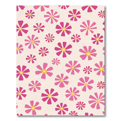 Vibrant Pink Yellow Petal Bloom Rug