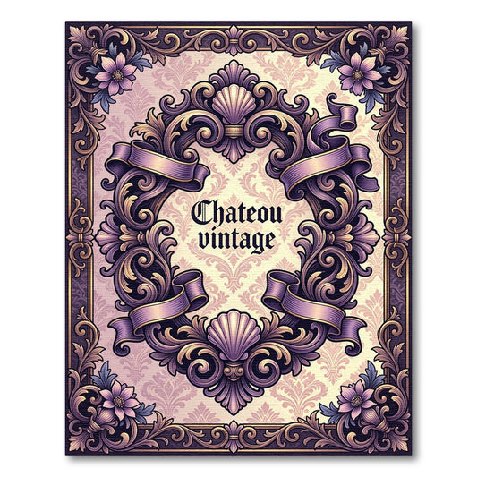 Ornate Purple Victorian Floral Rococo Scroll Rug