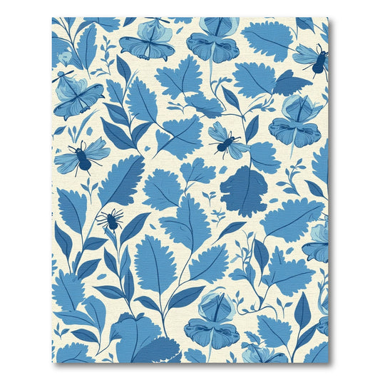 Blue Floral Insect Blossom Garden Rug