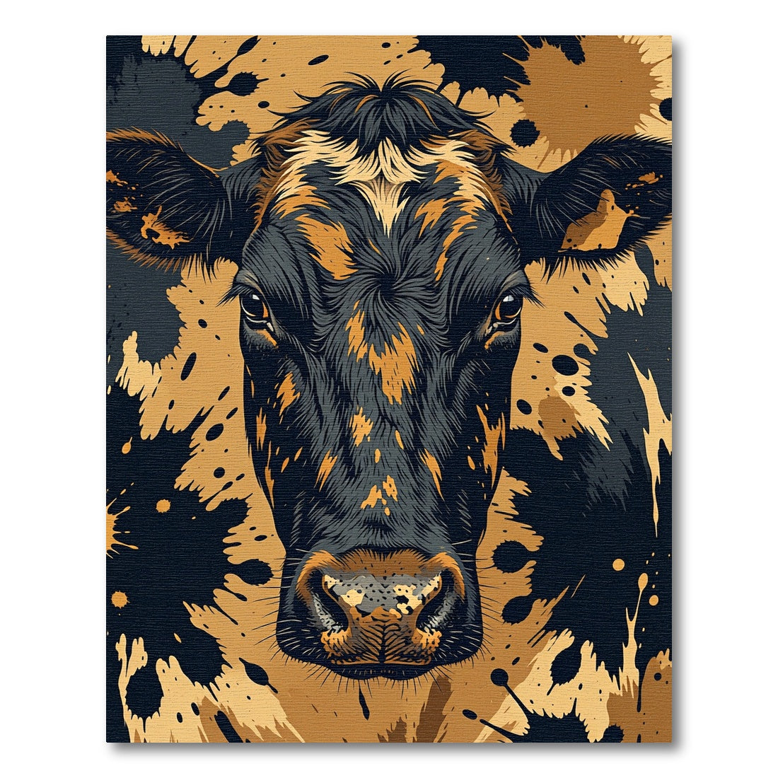 Bold Black and Gold Cow Splatter Rug