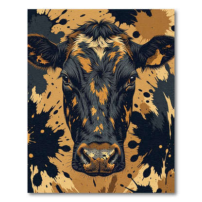 Bold Black and Gold Cow Splatter Rug