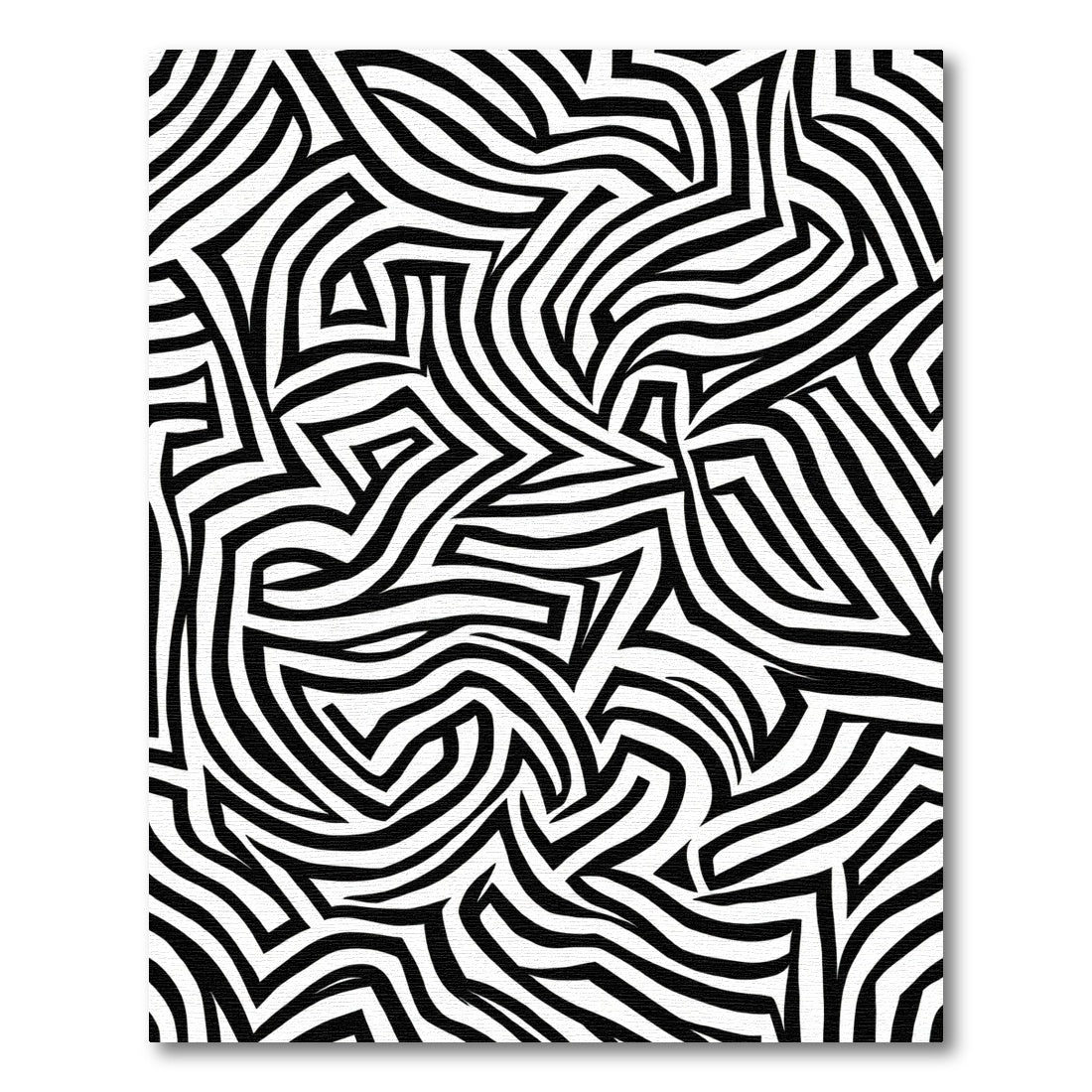 Black White Abstract Maze Rug