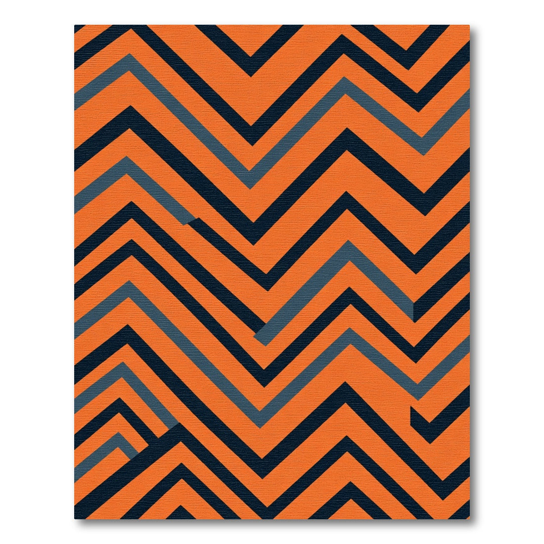 Vibrant Orange Blue Chevron Lines Rug