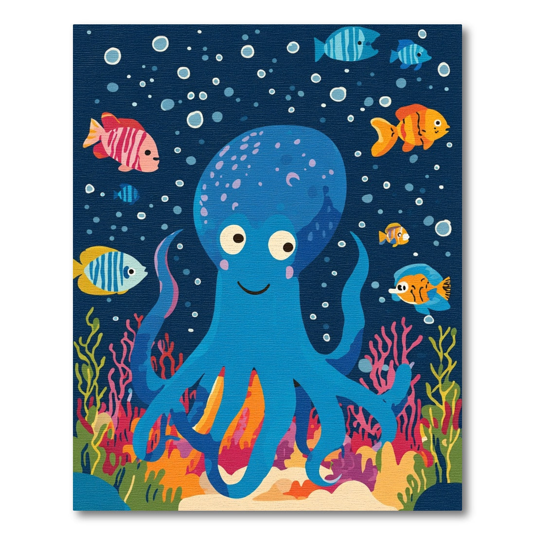 Blue Octopus And Colorful Fish Ocean Rug