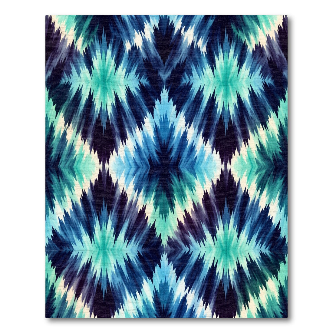 Teal and Navy Ikat Diamond Area Rug