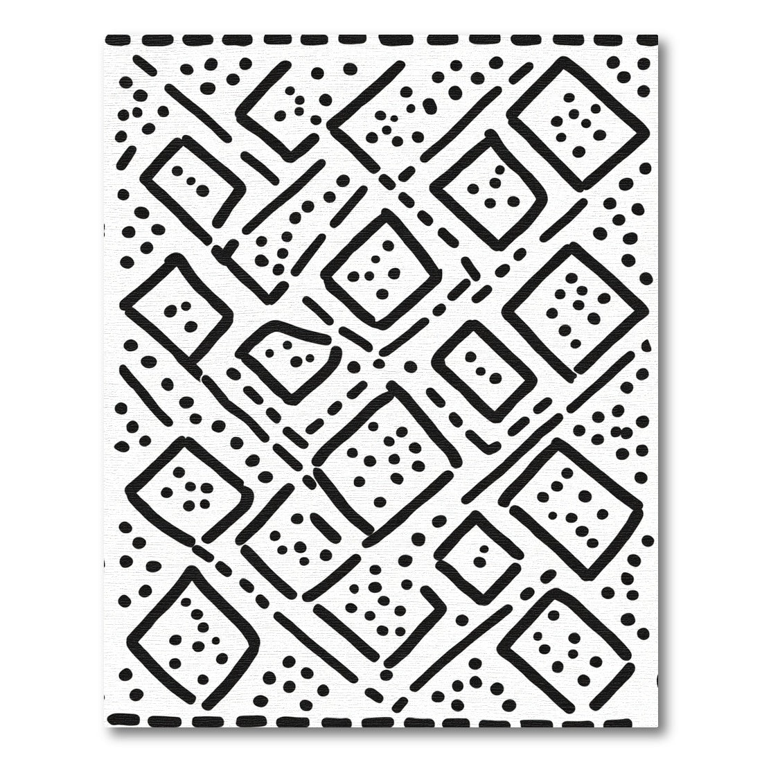 Bold Black Diamond Grid Square Rug
