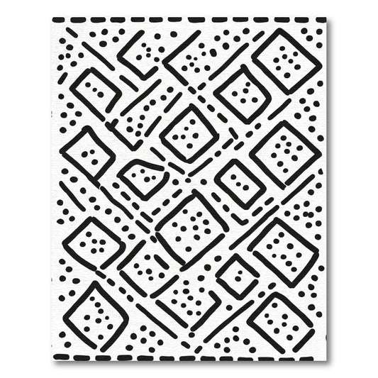 Bold Black Diamond Grid Square Rug