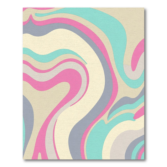 Retro Swirl Pink Mint Gray Waves Rug