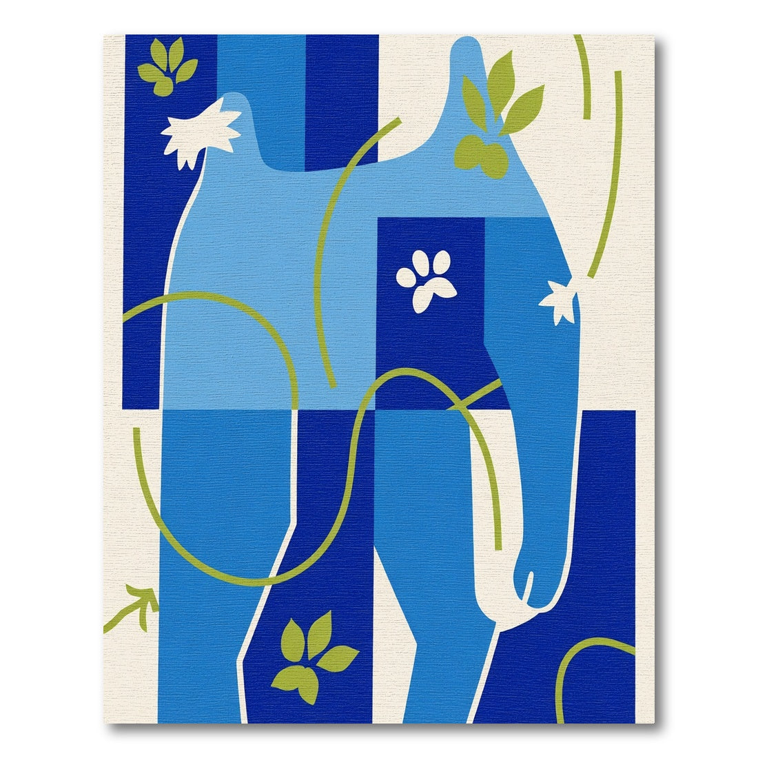 Abstract Blue Figure Leaf Swirl Rug