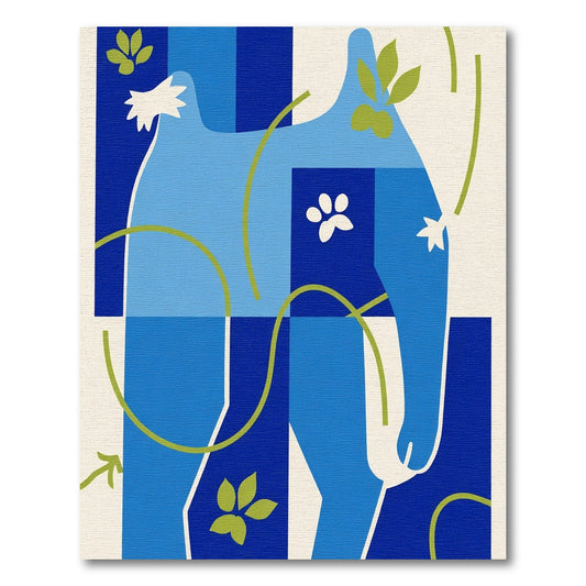 Abstract Blue Figure Leaf Swirl Rug