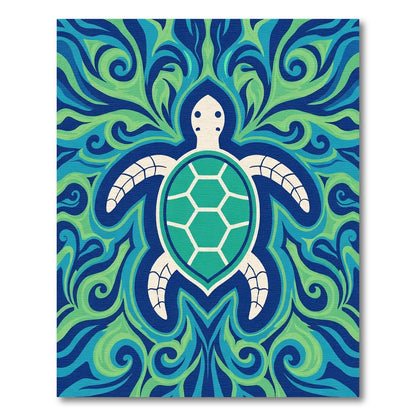 Oceanic Turtle Swirls Blue Green Rug