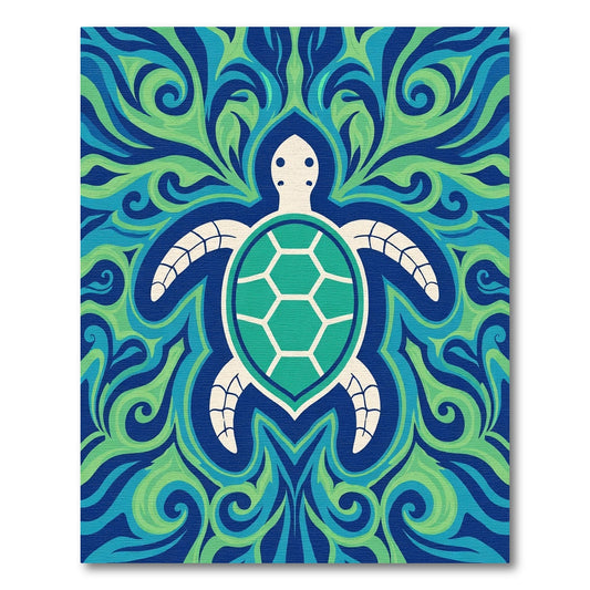 Oceanic Turtle Swirls Blue Green Rug