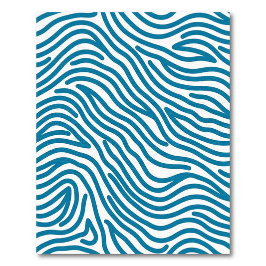 Deep Blue Abstract Wavy Lines Rug
