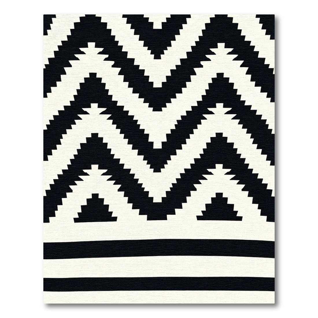 Bold Black White Zigzag Geometric Rug