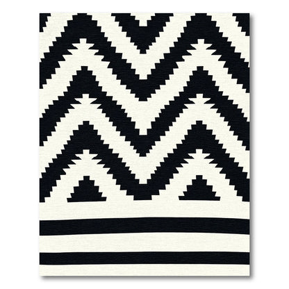 Bold Black White Zigzag Geometric Rug