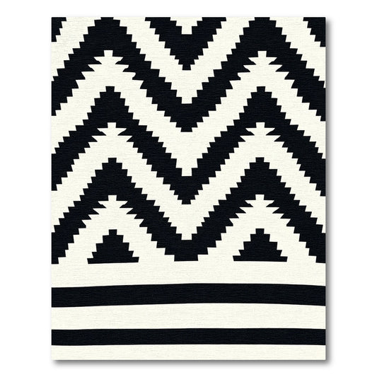 Bold Black White Zigzag Geometric Rug