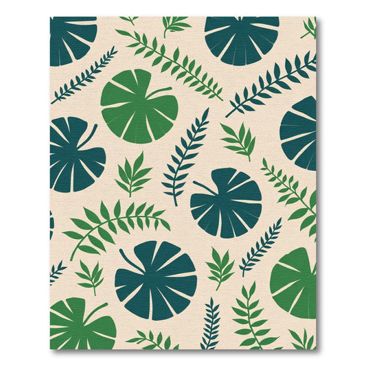Tropical Leaves Green Teal Rug