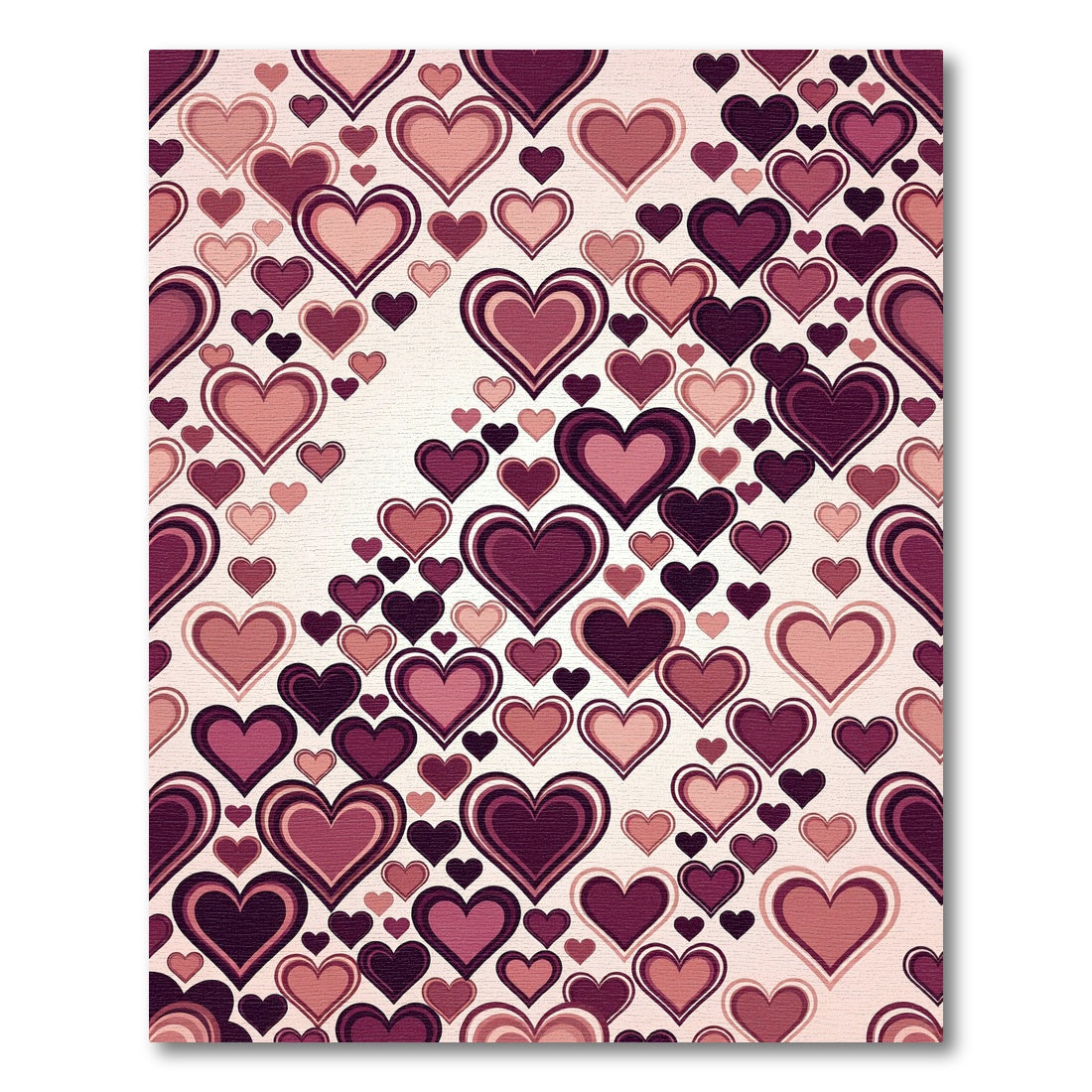 Berry Pink Layered Heart Pattern Rug
