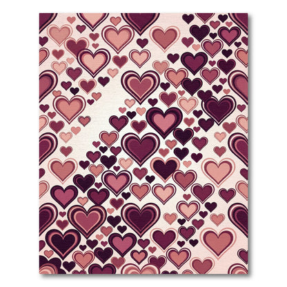 Berry Pink Layered Heart Pattern Rug