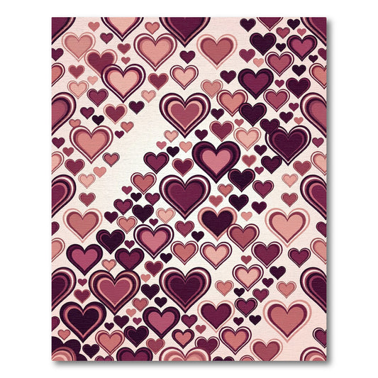 Berry Pink Layered Heart Pattern Rug