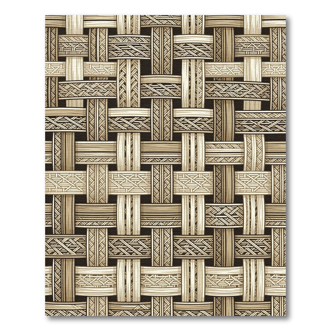 Beige Woven Interlaced Geometric Texture Rug