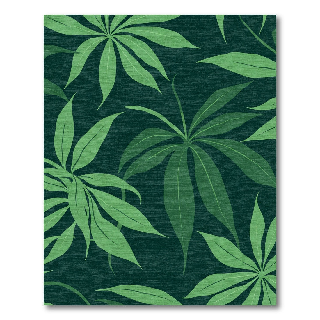 Deep Green Tropical Palm Leaf Rug