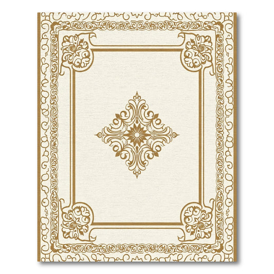 Ornate Golden Floral Corner Medallion Rug