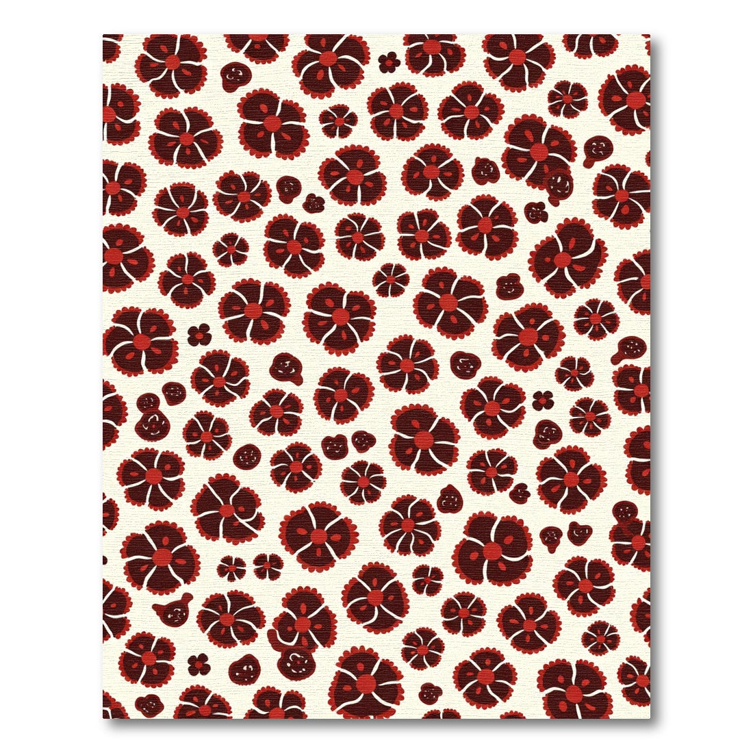 Crimson Red Folk Flower Array Rug