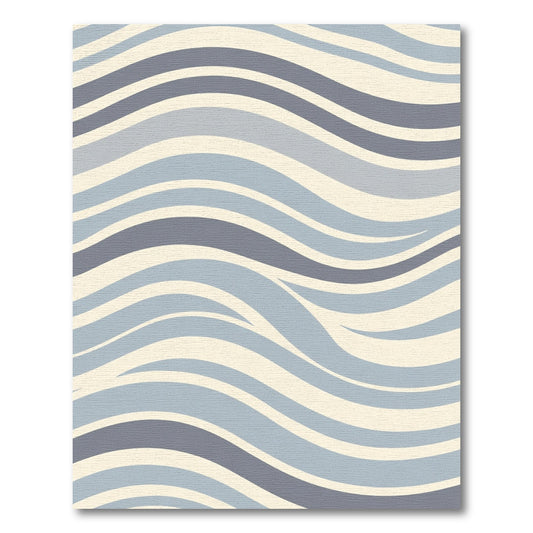 Cool Tones Wavy Abstract Lines Rug