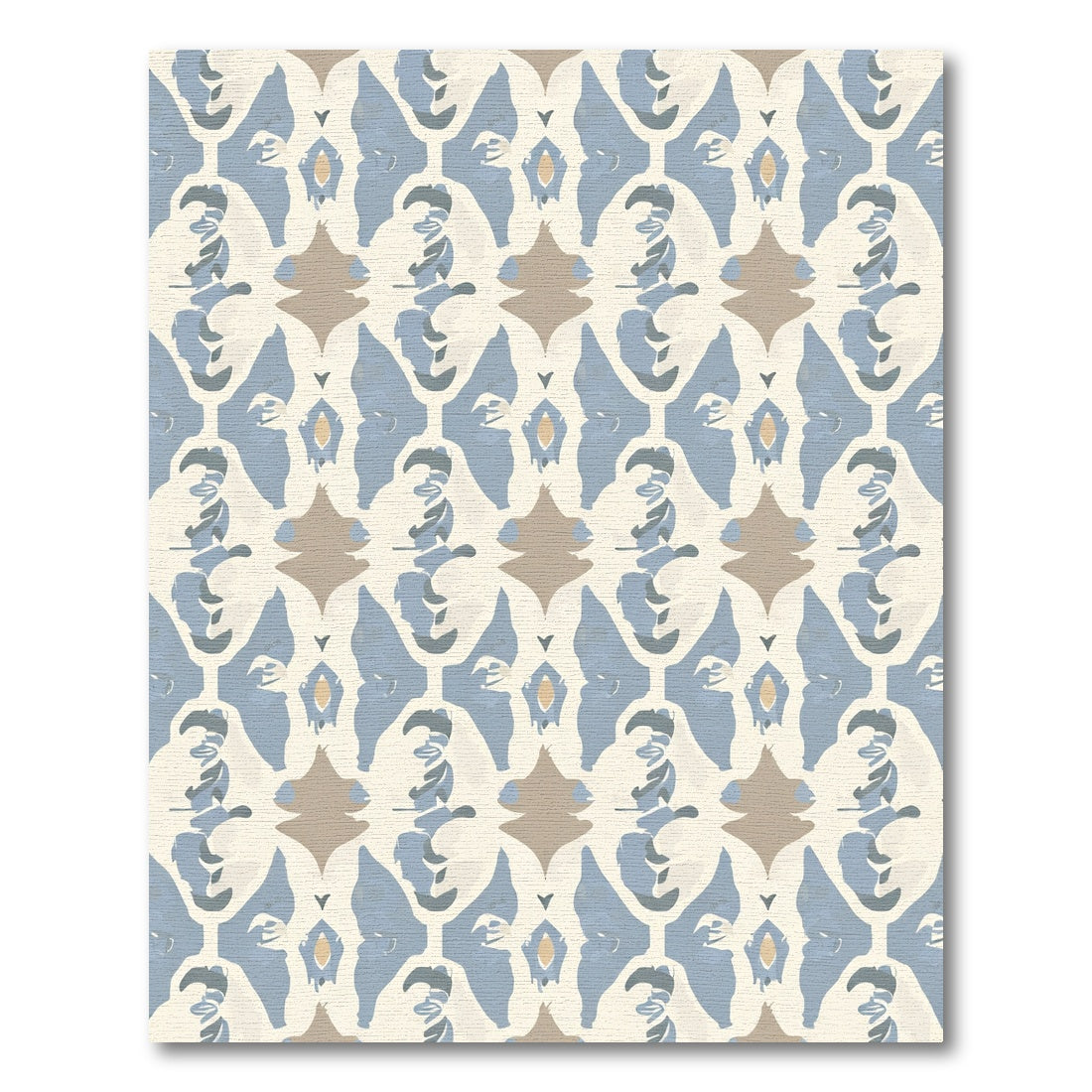 Pale Blue and Tan Abstract Damask Rug