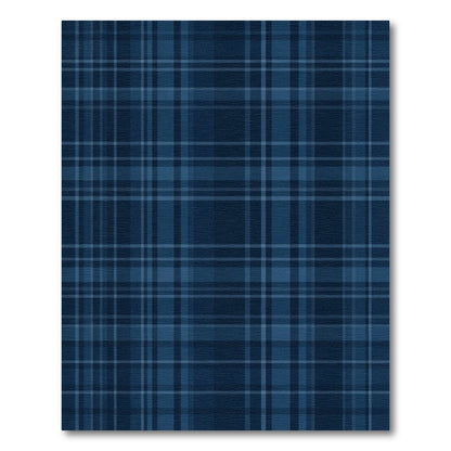 Classic Navy Blue Plaid Harmony Rug