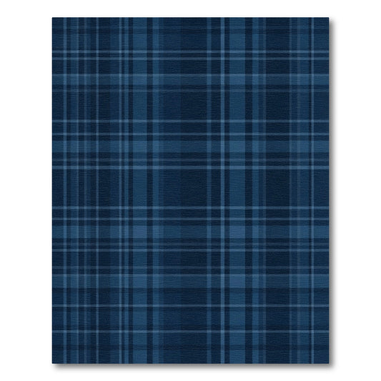 Classic Navy Blue Plaid Harmony Rug