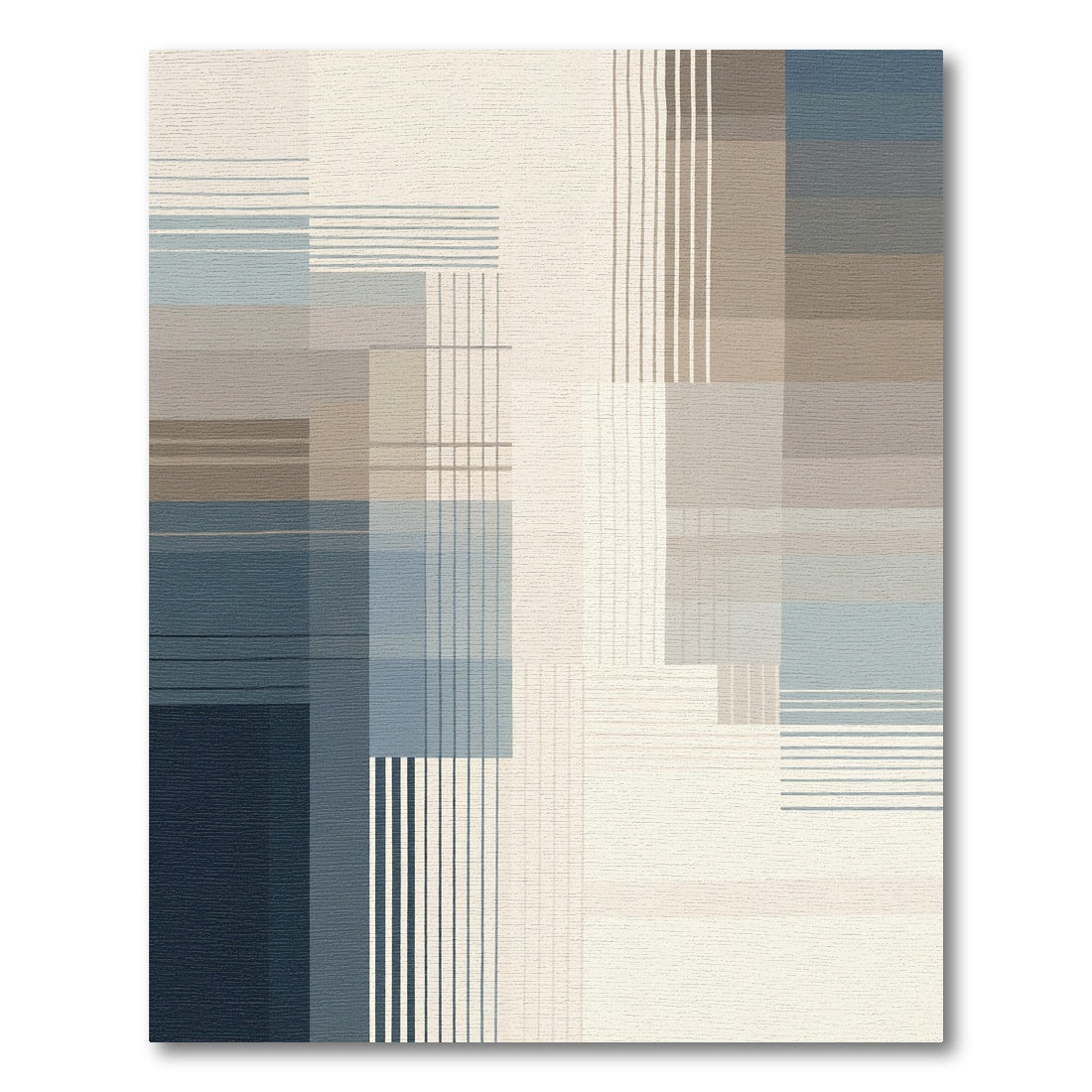 Modern Abstract Blue Tan Geometric Rug