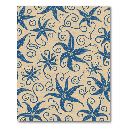 Navy Blue Starburst Floral Swirl Rug