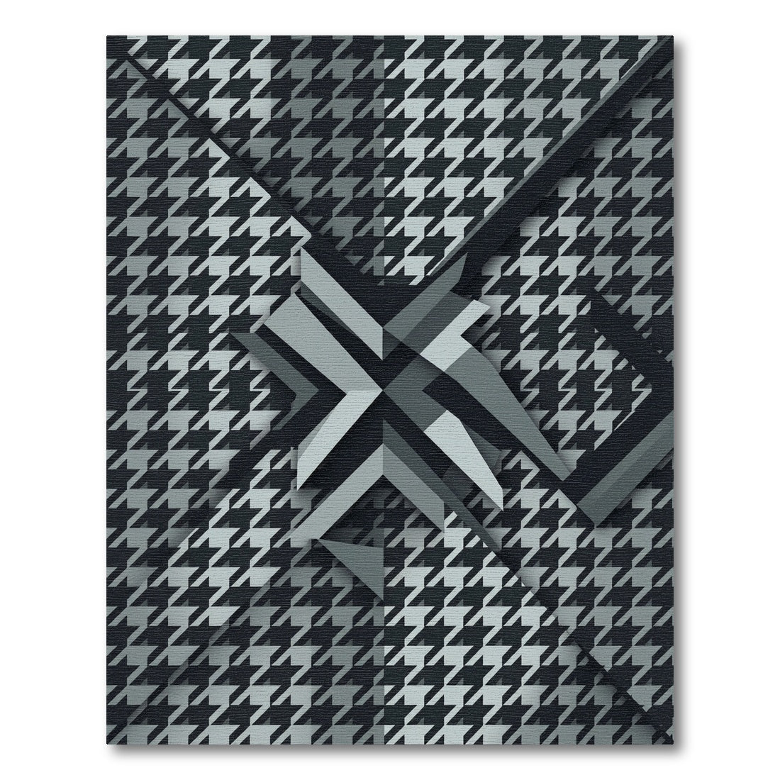 Monochrome Houndstooth Geometric Star Rug
