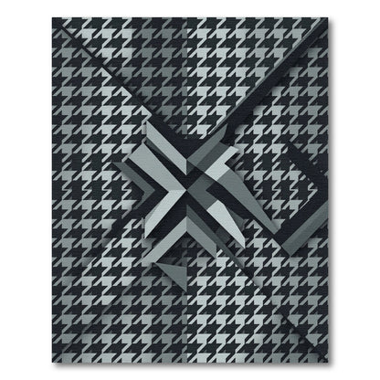 Monochrome Houndstooth Geometric Star Rug