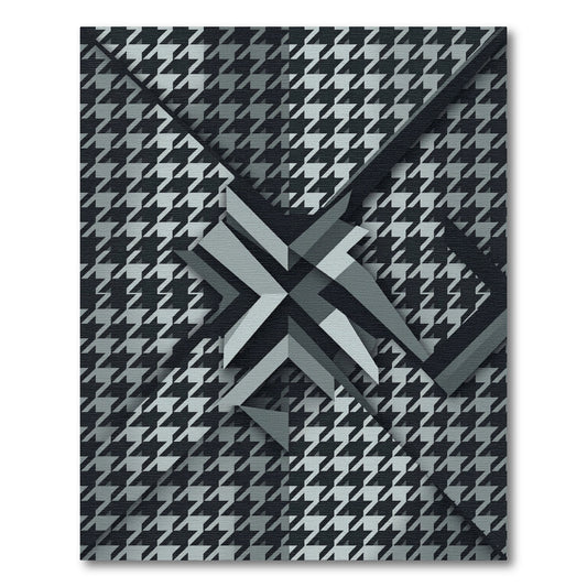 Monochrome Houndstooth Geometric Star Rug