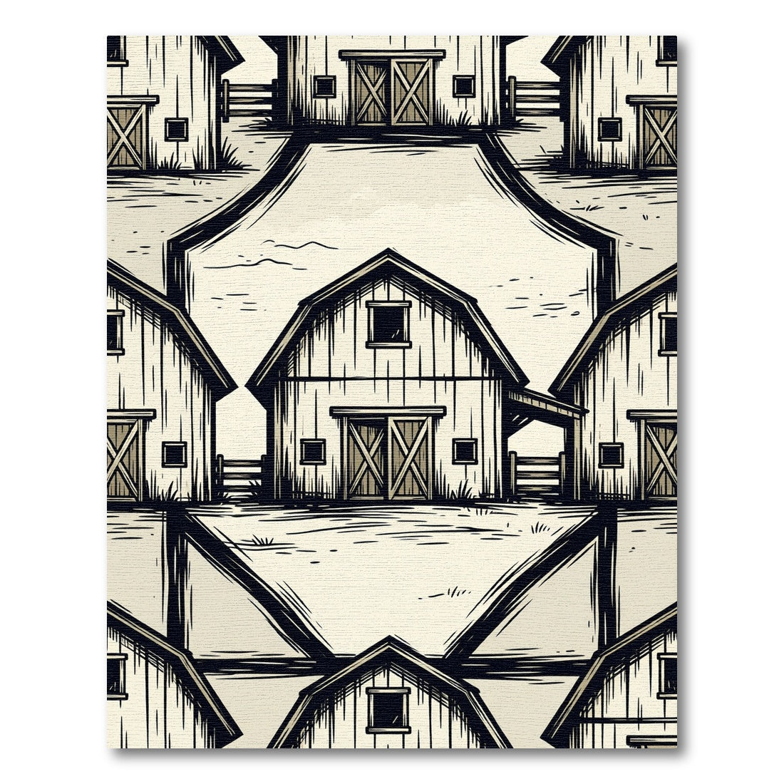 Farmhouse Barn Repeating Landscape Rug
