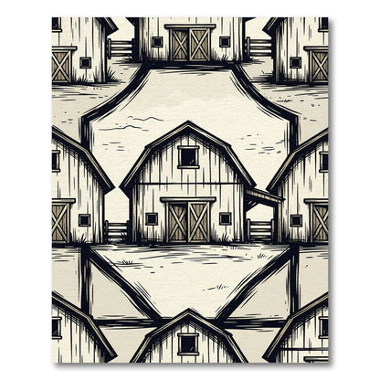 Farmhouse Barn Repeating Landscape Rug