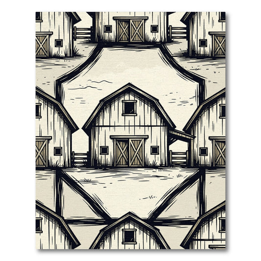 Farmhouse Barn Repeating Landscape Rug