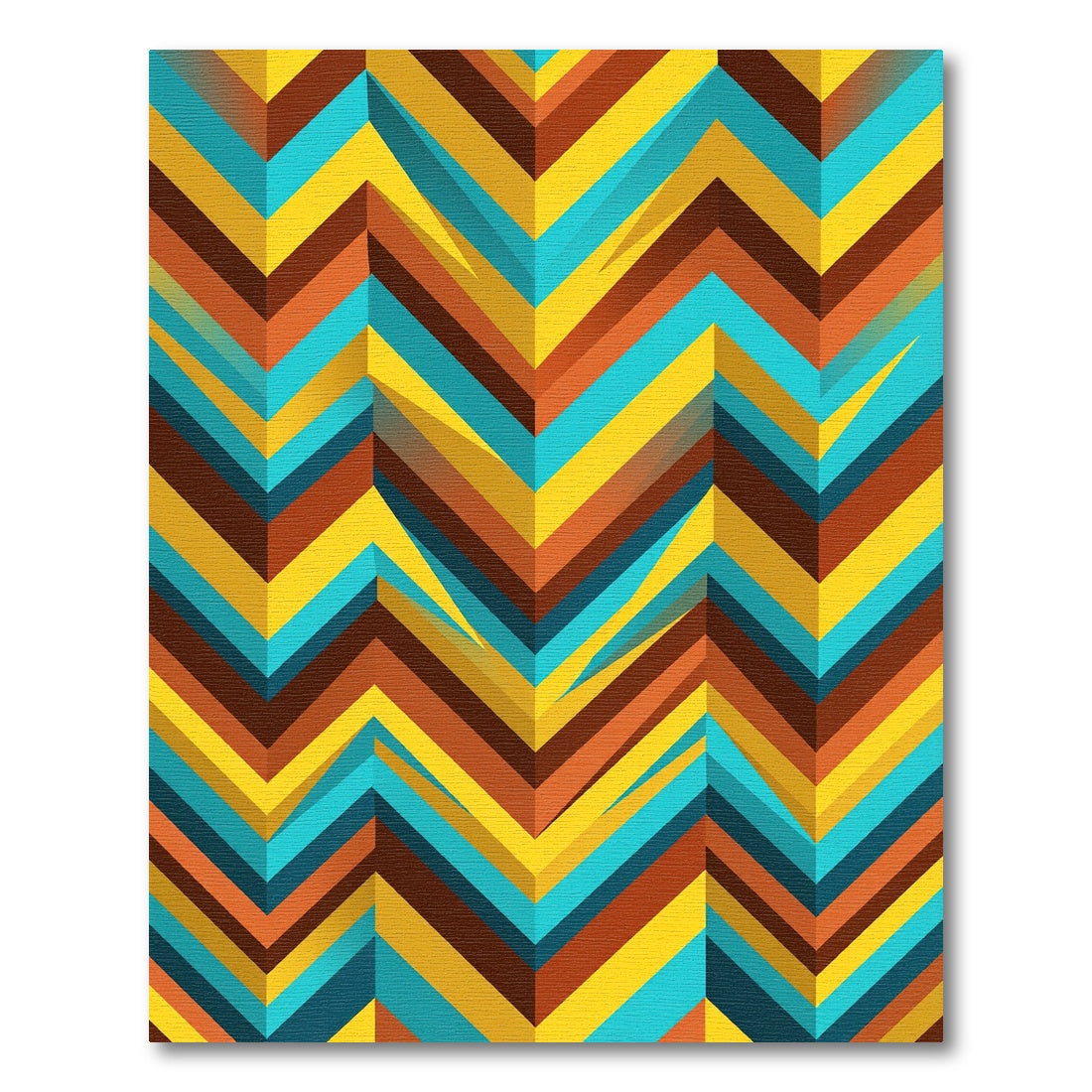 Midcentury Chevron Yellow Teal Orange Abstract Rug