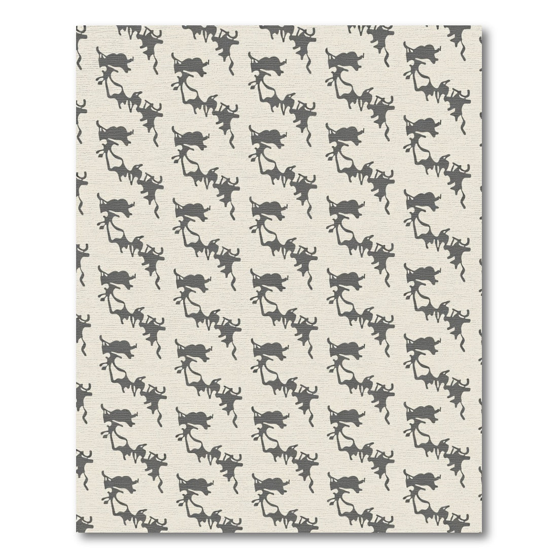 Dark Gray Abstract Figures On Cream Rug