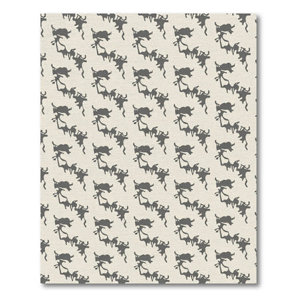 Dark Gray Abstract Figures On Cream Rug