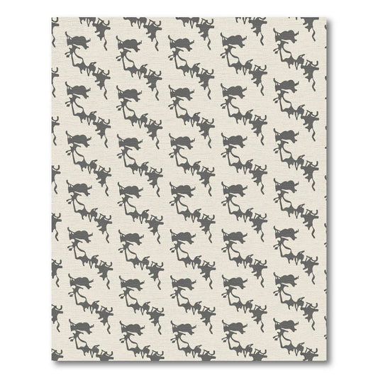 Dark Gray Abstract Figures On Cream Rug
